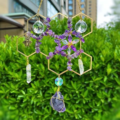 Atrapasoles de cristales para colgar en la ventana, diseño de panal de abejorros, hecho a mano, para el hogar, interior, exterior, jardín, adorno de disponible en Yaxa Peru