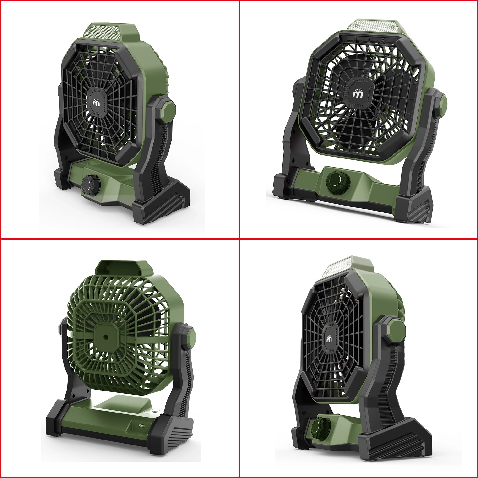 Melchioni Family | Ventilatore Portatile da Campeggio Ricaricabile con Luce, Batteria Incorporata da 5200 mah Ricaricabile tramite Cavo USB