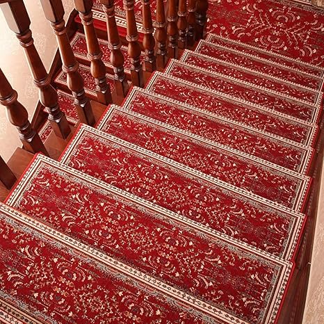 Amazon 無垢材階段踏面 滑り止め階段踏面 カーペット敷き階段用階段踏面 5パックカーペットランナー 色 赤 サイズ 5pcs 30 100cm 廊下敷き 階段マット オンライン通販