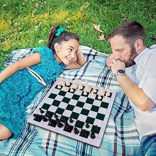 Miniatura 4 de Juegoal Juego de ajedrez portátil de 20 pulgadas juegos de mesa de viaje 2 en 1 para niños y adultos juegos de ajedrez plegables enrollables 26