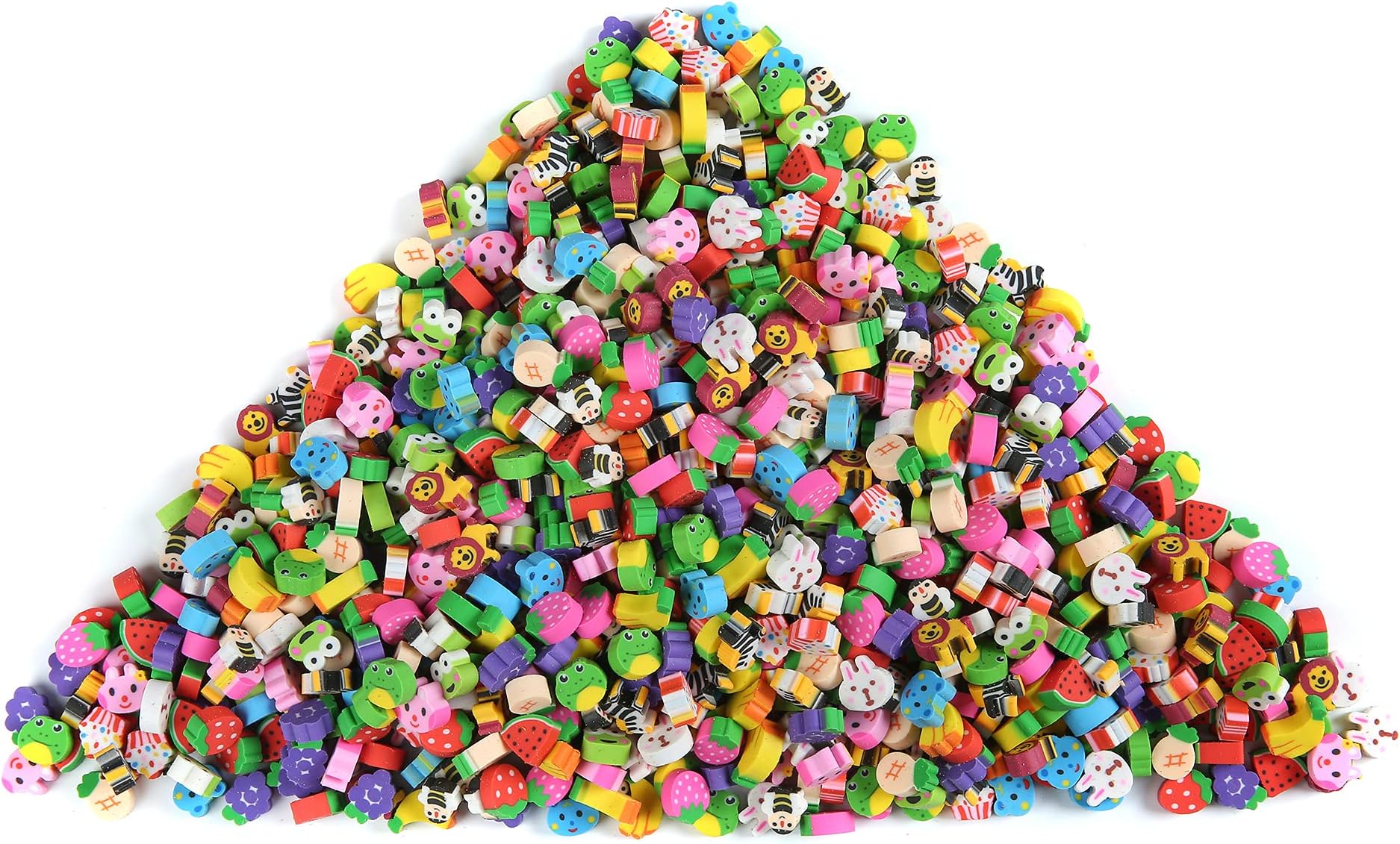 300 PCS Mini Animal Fruit Erasers, Bulk Tiny Novelty Pencil Erasers Assortment for Kids for Party Favor, Gift Filling, and School Home Work Rewards