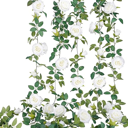 Miniatura 3 de TELDRASSIL 4 unidades (26 pies), guirnalda de flores artificiales de seda falsa, vid colgante para boda, fiesta, fondo, arco, jardín, decoración de