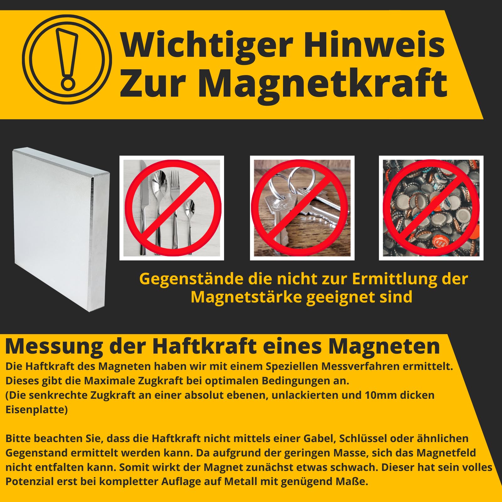 Magnet-Kauf Aimant en néodyme N52-300 kg - Forme carrée extra forte - 70 mm - Bloc magnétique puissant - 70 x 70 x 10 mm