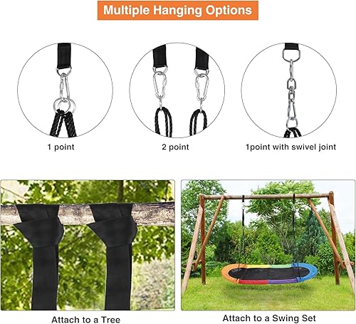 Miniatura 4 de RedSwing Columpio de platillo de 65 pulgadas para niños, columpio de plataforma gigante para patio de juegos al aire libre, columpio de surf ovalado