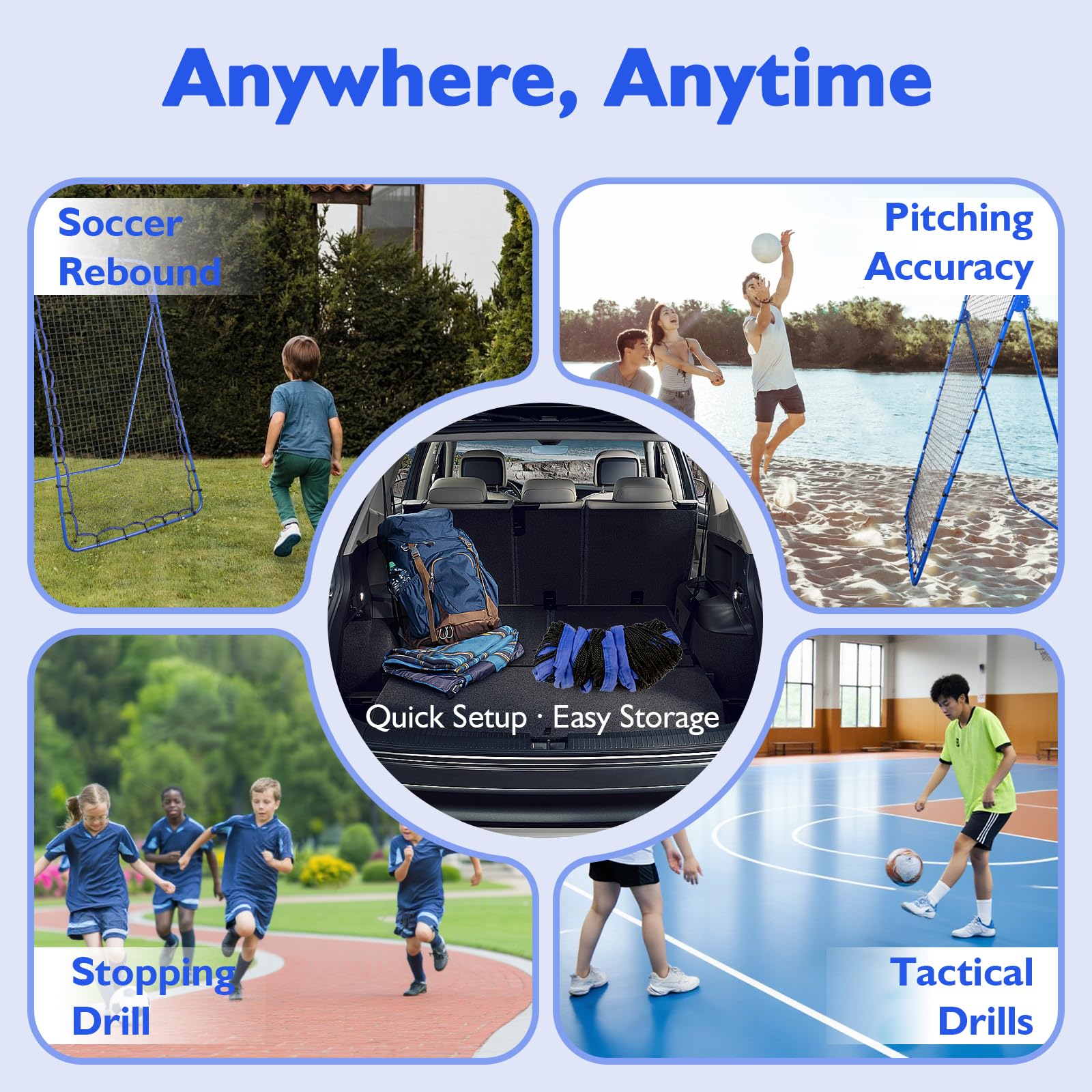 Volleyballnetz für Garten, Höhenverstellbar, 7×4 Ft Rebounder für Fußball, Federball & Tennis