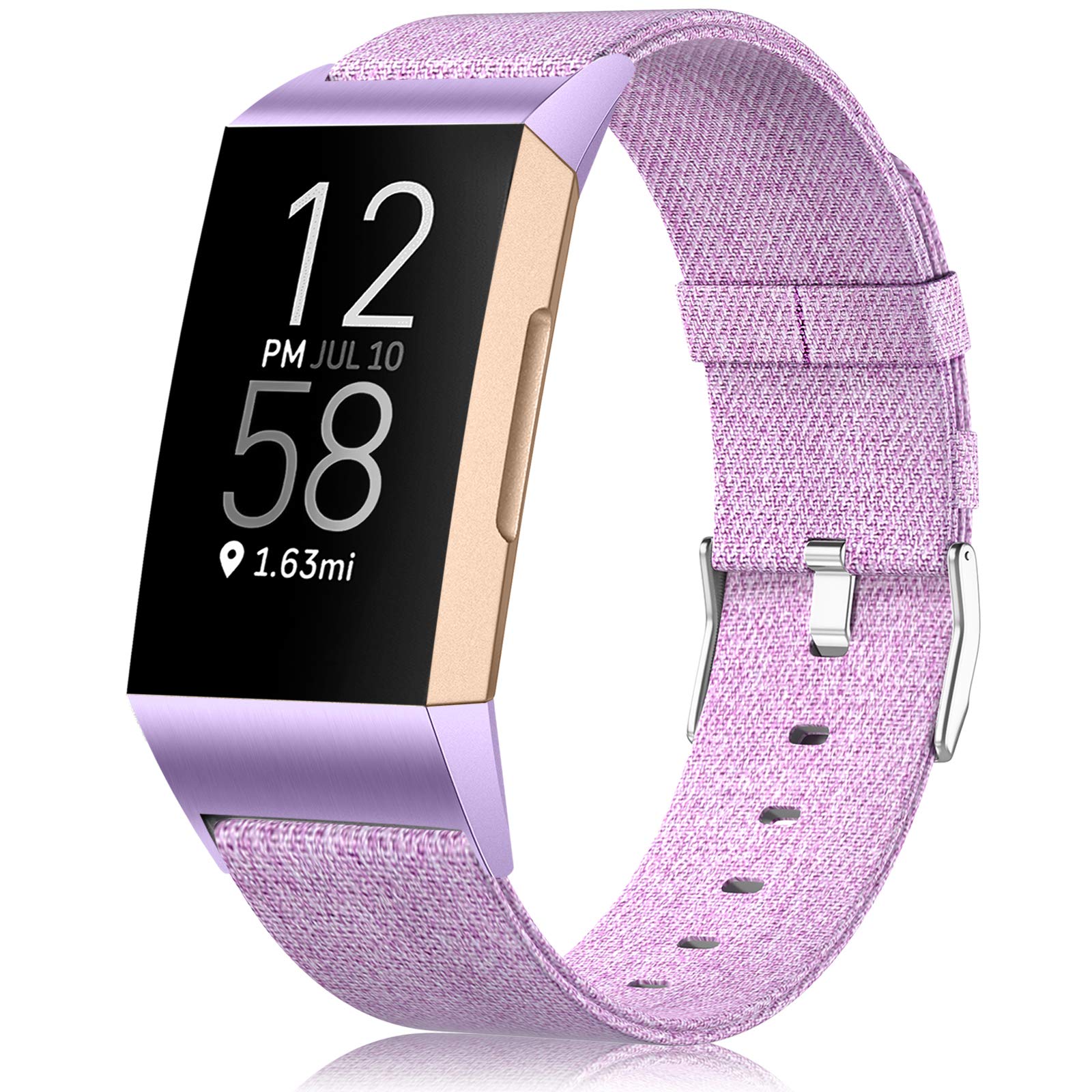 Maledan Bands Compatible with Fitbit Charge 3 & Charge 3 SE Fitness Activity Tracker for Women Men, Breathable Woven Fabric Accessory Strap