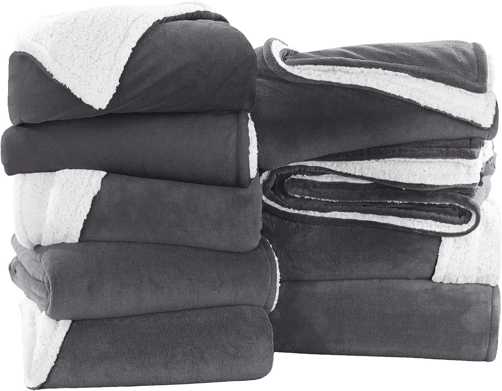 IR Imperial Rooms 9 Pack Bulk Queen Sherpa Blankets 90x90 Grey