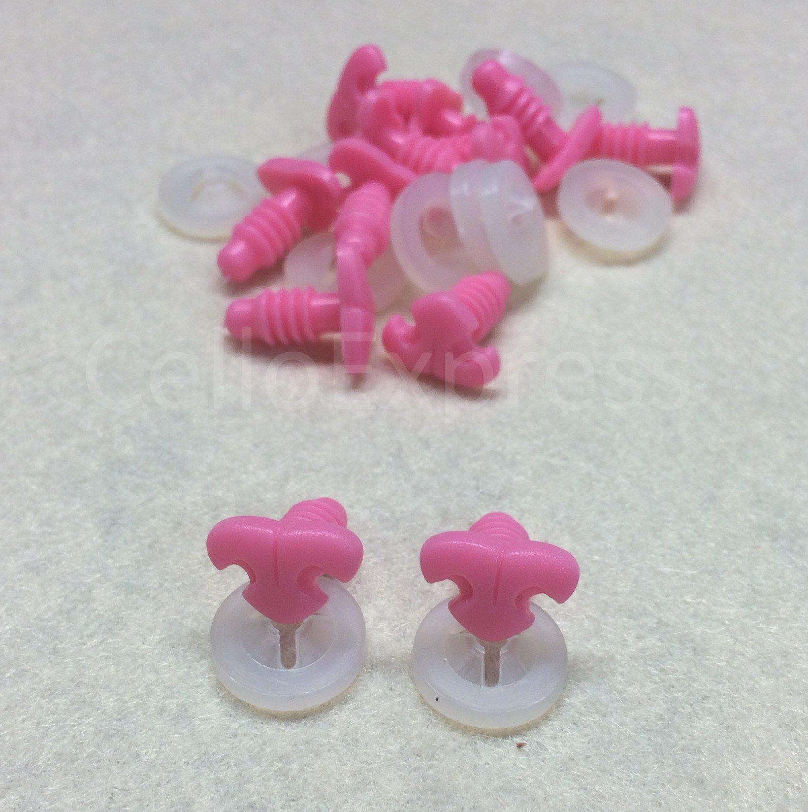 celloexpress Cat Nose 12mm x 8mm Plastic Backs Flamingo Pink - Pack of 100 — image 1