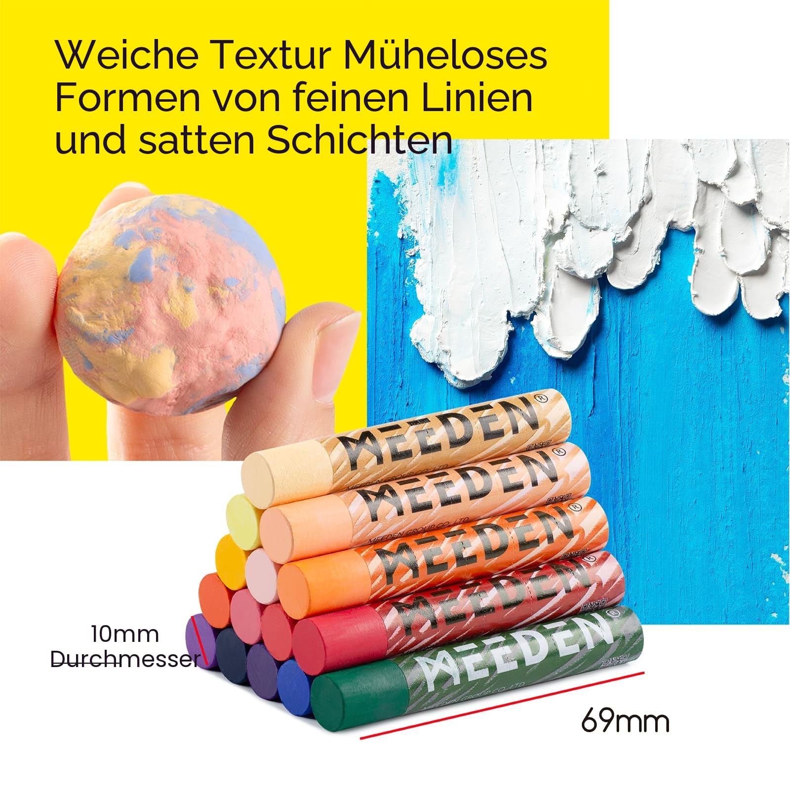 MEEDEN Weiches Ölkreiden-Set, 72 lebendige Farben für Künstler, Anfänger und Erwachsene, glatte Ölkreiden für Kunstbedarf, Malen, Zeichnen, Mischen, Schichten