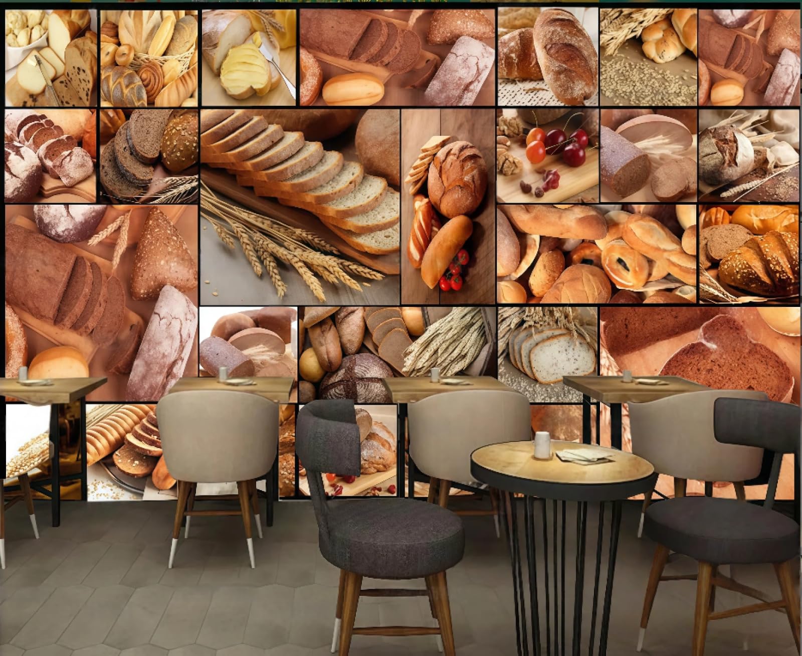 Xdoubao 3D Wallpaper Hand-Painted Delicious Bread Baking Theme Milk Tea Dessert Shop Afternoon Tea Western Restaurant Background Wall Wallpaper Coffee Shop Mural,,430X300cm