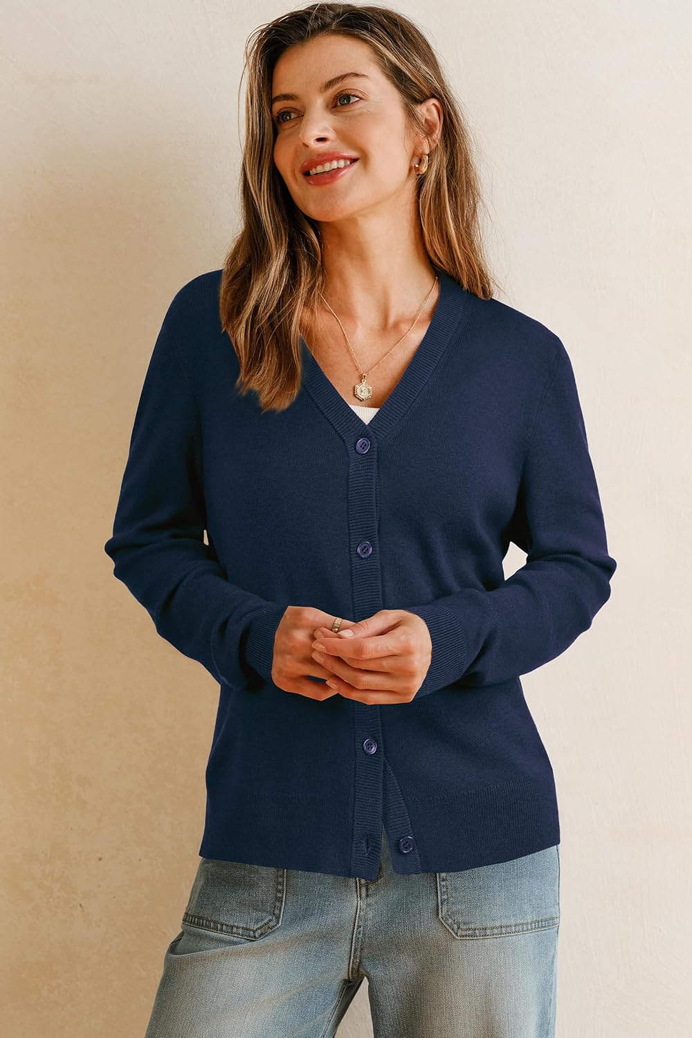 Arach&Cloz Women's Wool Blend Business Casual Cardigan Sweaters Tops - Image 3