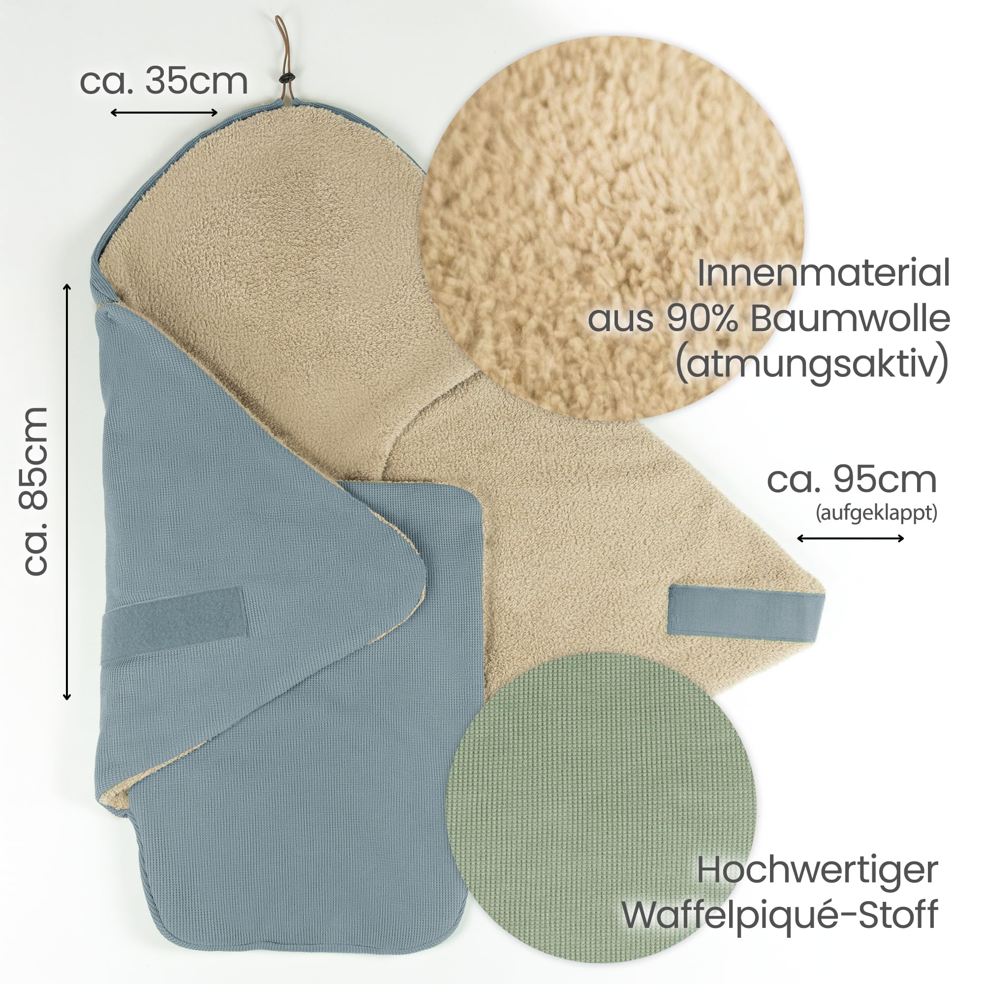 Hofbrucker Baby Einschlagdecke für Babyschale & Kinderwagen, Oeko-TEX Standard 100, 85 x 35 cm, 0–12 Monate