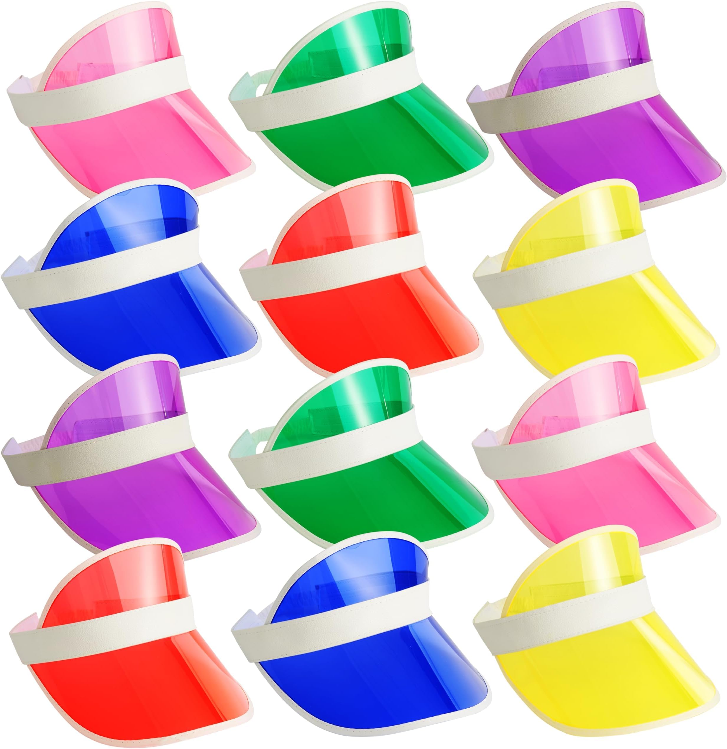 Neon Sun Visor Hats - Unisex Bright-Coloured Hats for Sports, 80s Fancy Dress, Pub Golf, Festivals, Stag & Hen Parties