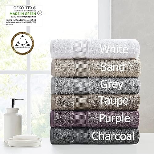 Miniatura 5 de MADISON PARK SIGNATURE Luce - Lujoso juego de toallas de baño 100% algodón egipcio, sedosas, suaves y altamente absorbentes, calidad de spa premium,