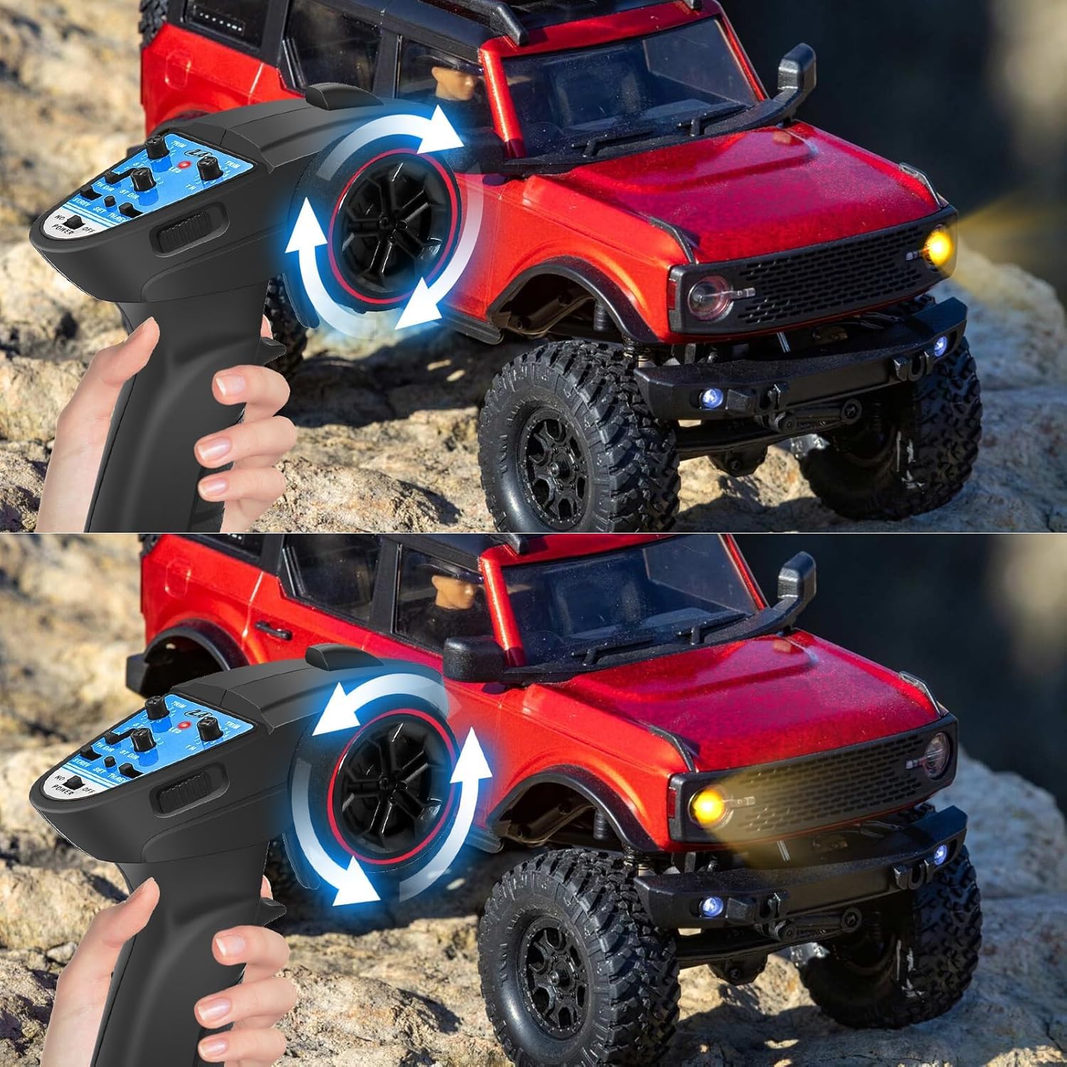2 in 1 ESC e ricevitore 3CH 2.4G RC trasmettitore telecomando con motore spazzolato 050 50T cambio combinato (motore combinato 1 e 050 50T rosso)
