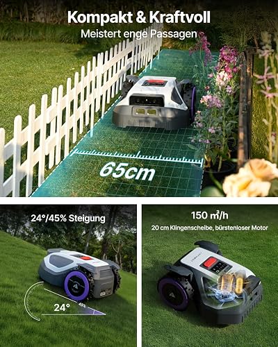 ANTHBOT Robot Lawnmower M5, 500-700㎡, 150㎡/h, NetRTK + 4G, Automatic Mapping, Double Vision AI, Multi-Zone Management, APP Control, 3-7 cm Cutting Height Adjustment - 8