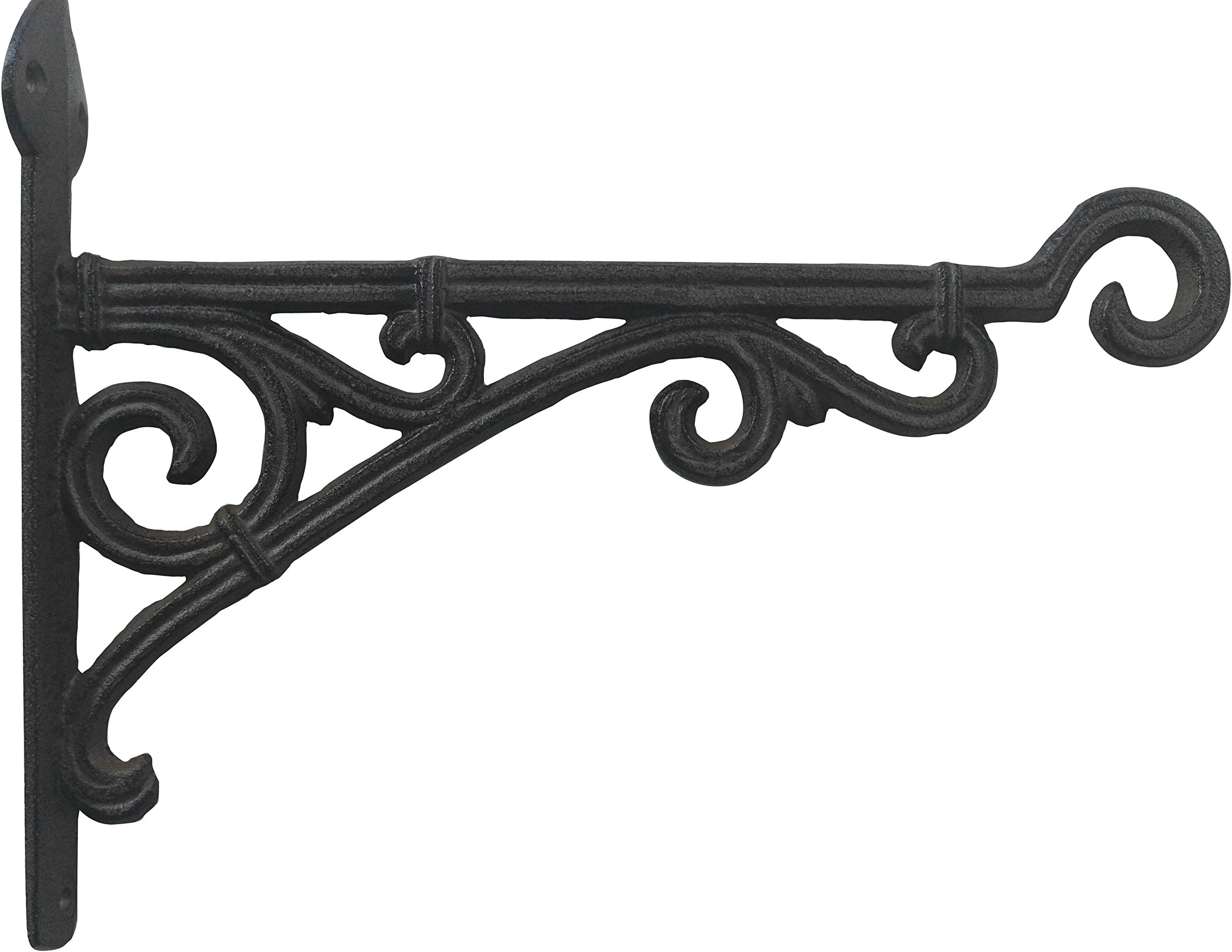 Comfy Hour 11" Heavy Duty Cast Iron Plant Wall Hanger, Decorative Bird Feeder Bracket for Outdoor Garden, Metal Hanging Plant Hook for Flower Pots, Lanterns & Wind Chimes, Brown