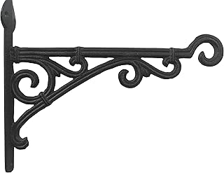 Comfy Hour Antique and Vintage Collection Cast Iron Wall Mount Bracket Hangers for Planter, Bird Feeder, Birdhouse, Lanterns, Windchimes, Hooks, Outdoor Decor- Primitive, Brown