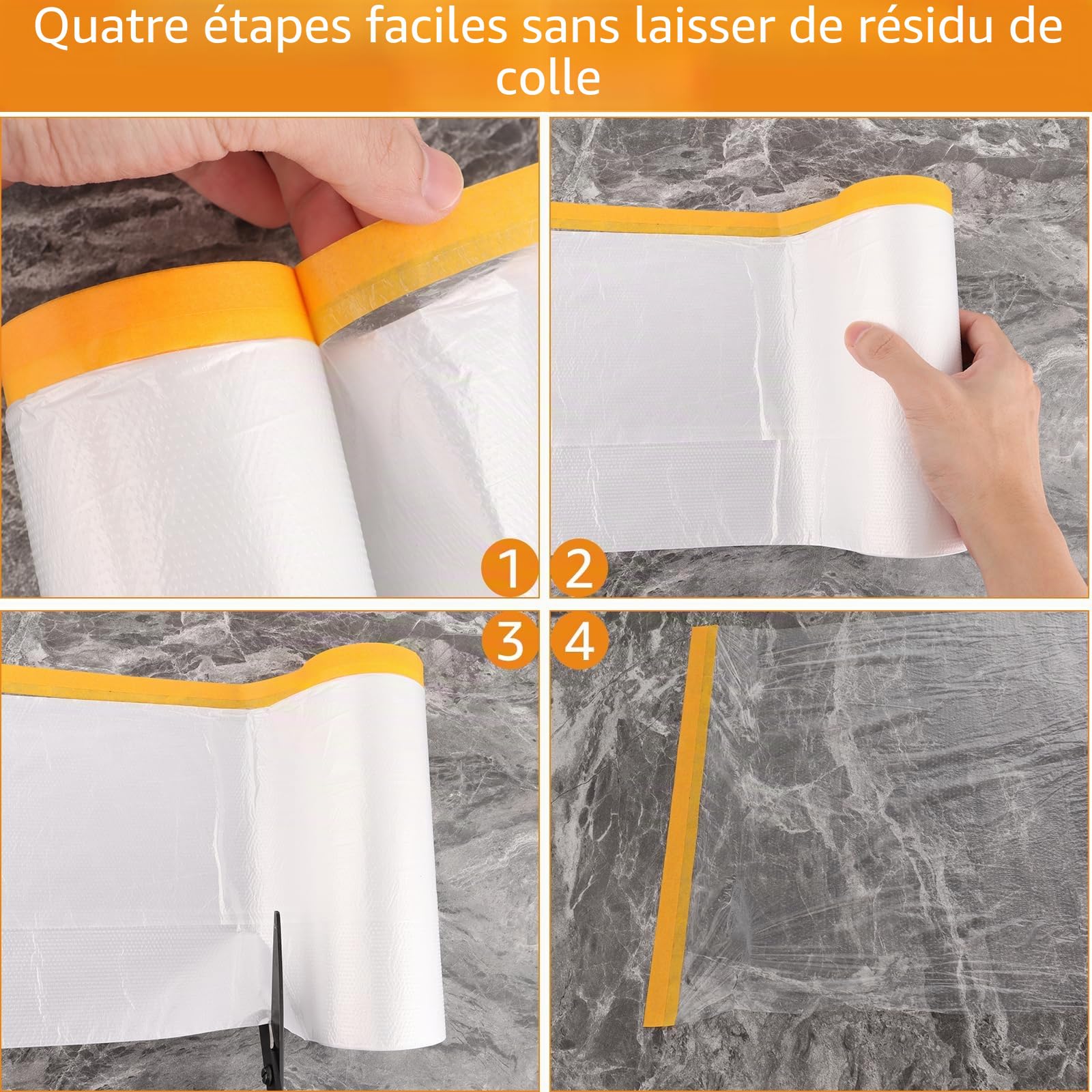 6 Rouleaux Papier de Masquage Peinture,3 Tailles-280/150/55cm Bache de Protection Peinture Transparente, Masker avec Ruban de Adhésifs Masquage Peinture, pour Meuble de Protection