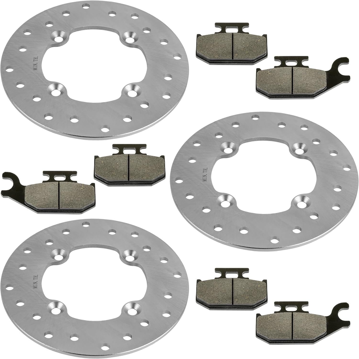 Caltric 3 Front and Rear Brake Rotor Disc with Pads Compatible with Can-am Renegade 800 800R 2007-2011