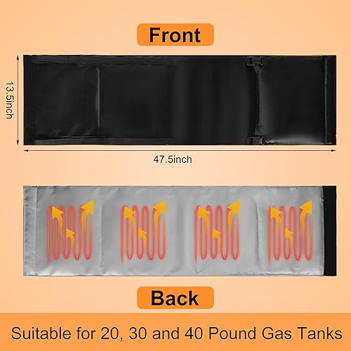 Miniatura 2 de Manta calentador de tanque de propano – 47.5 x 13.5 pulgadas calentador de cilindro de gas LP con control de temperatura 85-105F para tanques de 20,