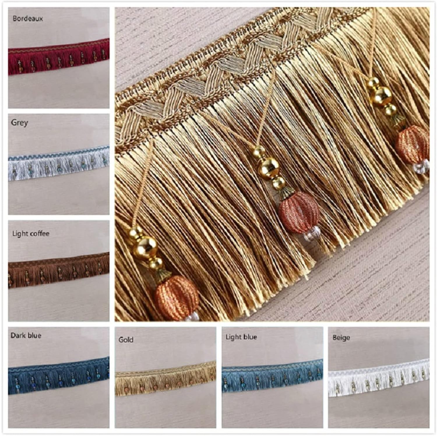 1 Meter Curtain Tassel Ribbon 10cm Width Cotton Tassel Fringe Trimming Sewing Bed Clothes Curtain DIY Accessories (Color: 09, Size: 1M) (10 1M)