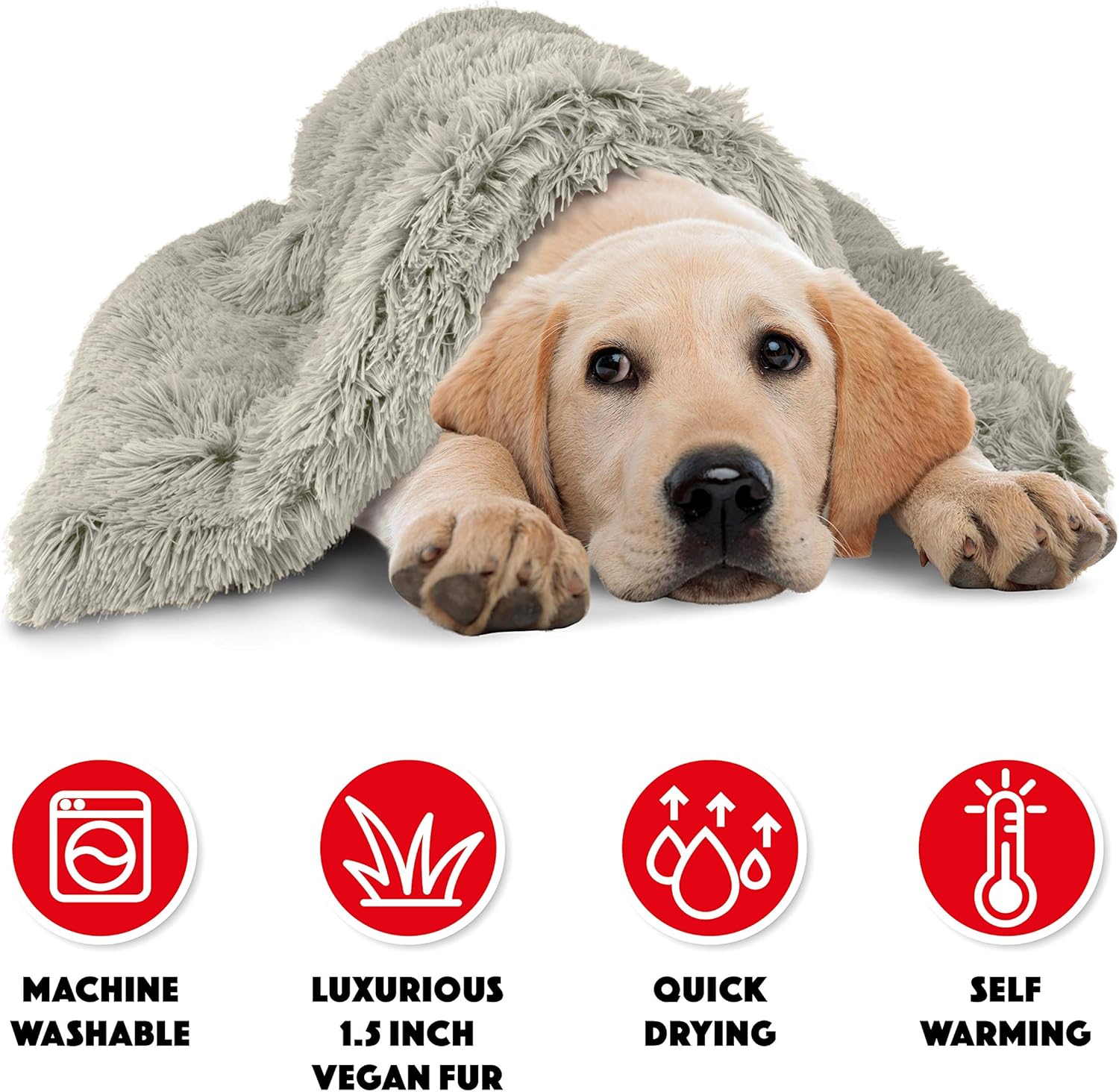 The Dog’s Blanket – Faux Fur Dog Blanket, Silver Grey, Large, 28x42
