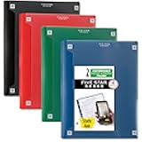 Five Star 2-Pocket Folder + Study App, 4 Pack, Plastic Folder with Prong Fasteners and Customizable Clear Cover, Holds 8-1/2