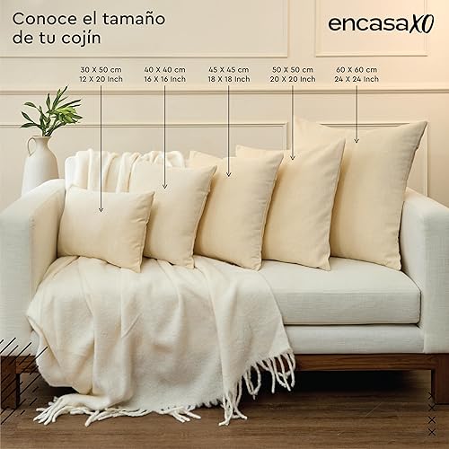 Vista 270 de Encasa Homes - Juego de 2 fundas de almohada, 18 x 18 pulgadas, lona de algodón teñidas, cuadradas, decorativas, para sofá, silla, cama y hogar, Azul