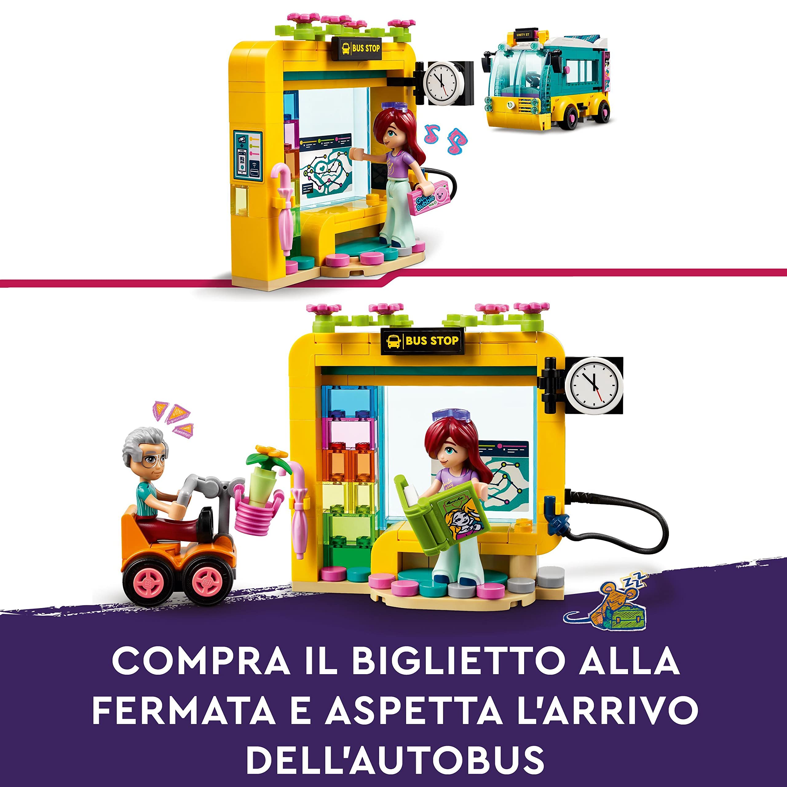 LEGO Friends L’Autobus di Heartlake City, Bus Giocattolo per Bambini e Bambine dai 7 Anni, Veicolo dell'Amicizia con Mini Bambolina Paisley, Idea Regalo, Esclusiva Amazon 41759