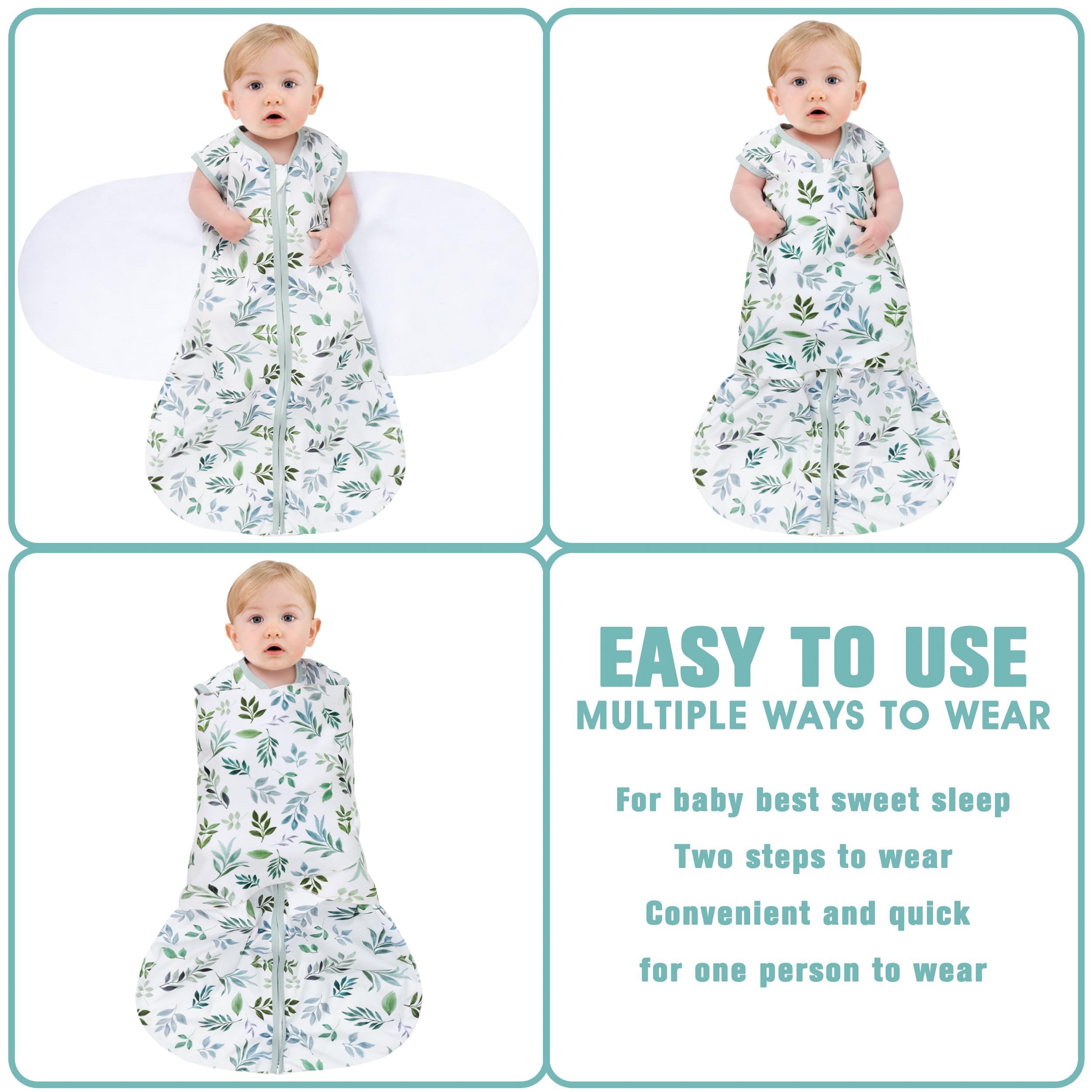Swaddle Me Sacco Nanna Regolabile 3 Vie In Cotone Rayon 100% – TOG 0.5, Fascia Indossabile Per Neonati 6-12 Mesi (Foglia)