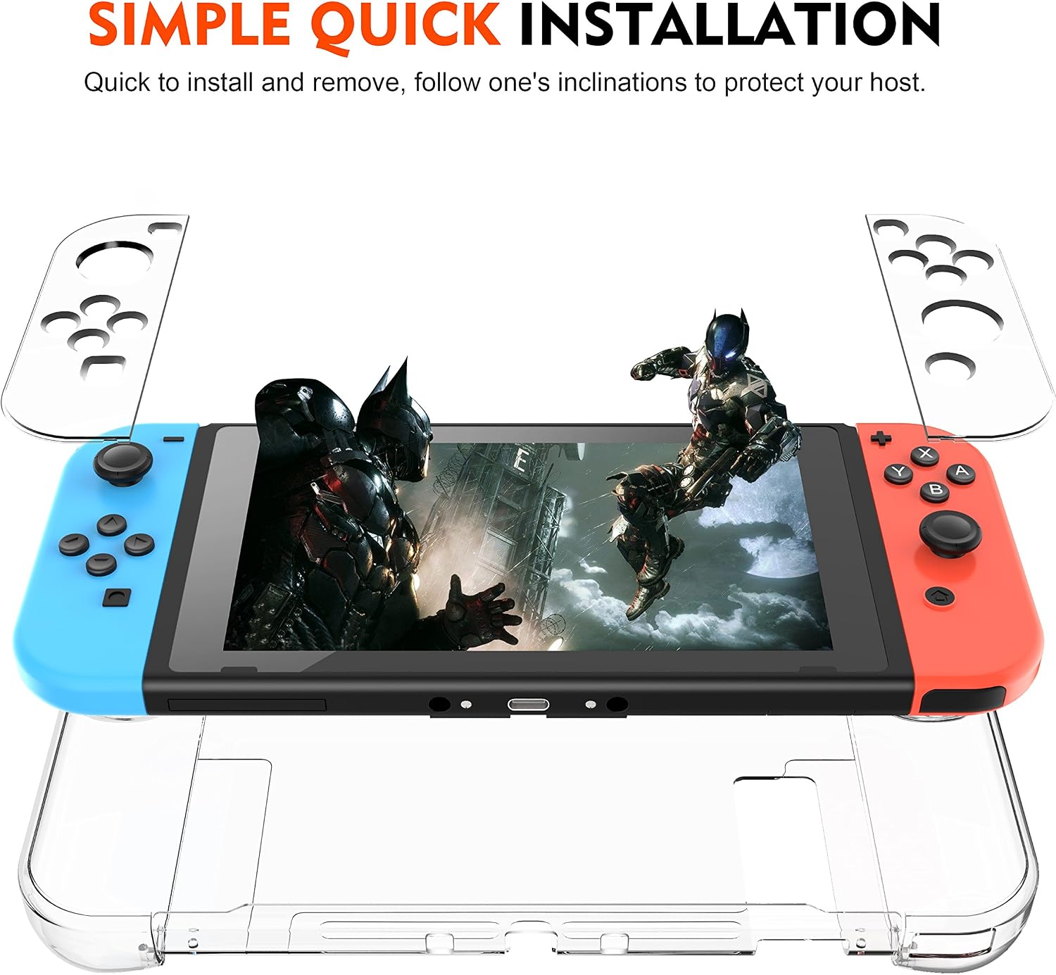 ZIIDII Dockable Switch Case for Nintendo, Nintendo Switch Games Protective Hard Carrying Clear Cover Case for Nintendo Switch Console Joy Con Controlle