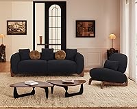 Vista 15 de Morden Fort Juego de Sofá Cloud de 2 Piezas, Juego de Sofá Moderno Sherpa Boucle con Patas de Madera, Sofás Cómodos Tapizados Minimalistas Amigables