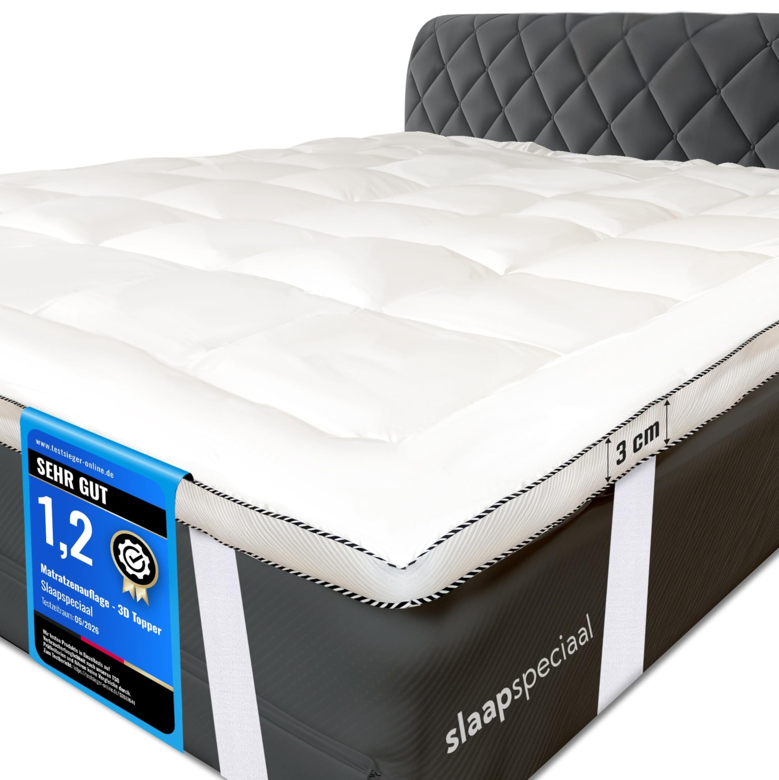 Matratzen-Topper 140x200cm - Ultraweicher 3cm [Luxe Komfort], Atmungsaktives [Airflow Edge] Design - Hypoallergener Bett Topper waschbar
