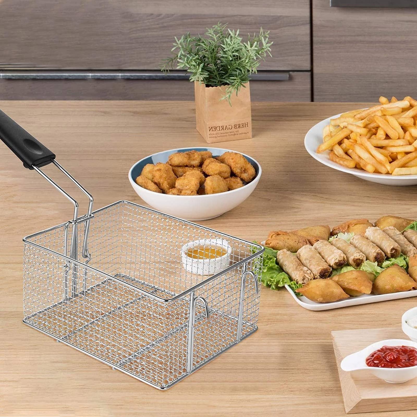 10L/10L+10L Friteuse a Gaz Professionnelle avec Panier et Couvercle, Récipient a Huile Amovible, pour Restaurants de Frites, Stands de Restauration Rapide, Snack-bars, Fêtes ( Color : 1*fried basket )