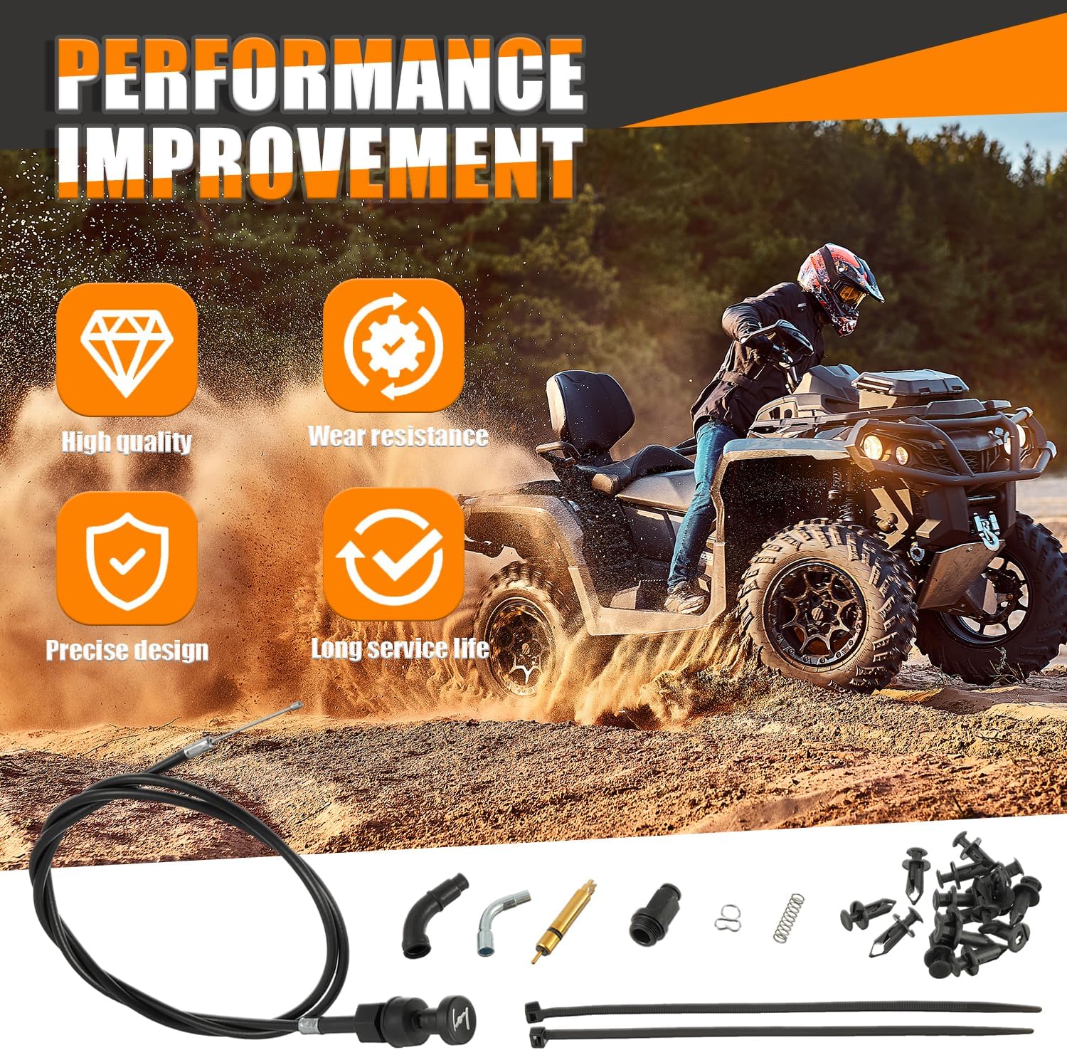 Choke Cable and Starter Valve Plunger Kit Compatible With Rancher 350 TRX350 TRX350FM 2000-2006 Fourtrax 300 350 Foreman 400 TRX350TM TRX350FE ATV 4 Wheeler Quad Part 17950-HN5-671