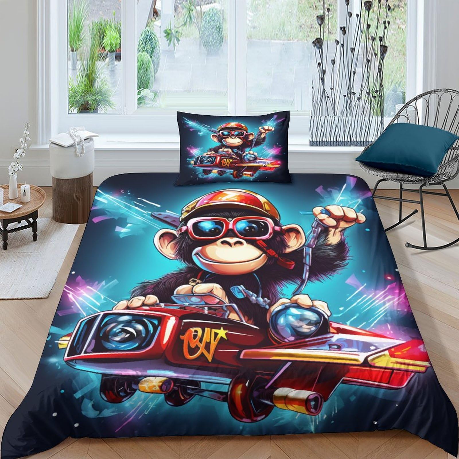 Housse de couette motif singe 3D pour des nuits douces et ludiques