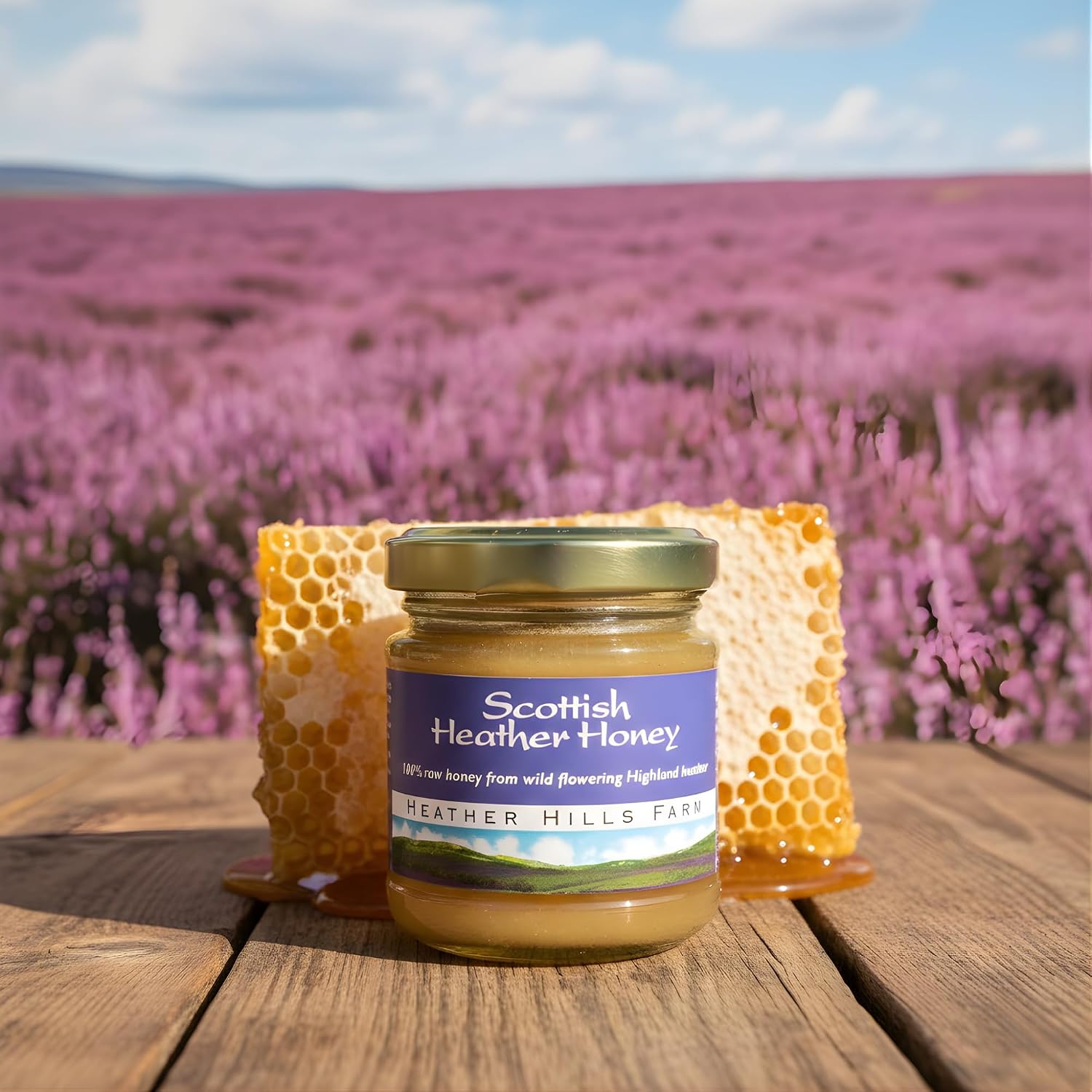 Heather Hills Farm Raw Scottish Heather Honey Jar 113g (4 Oz) - Highland Wild-flowering Purple Ling Heather Artisanal Pure Natural Honey, Traditional British Food Gift & Spread, Made in Scotland image 4