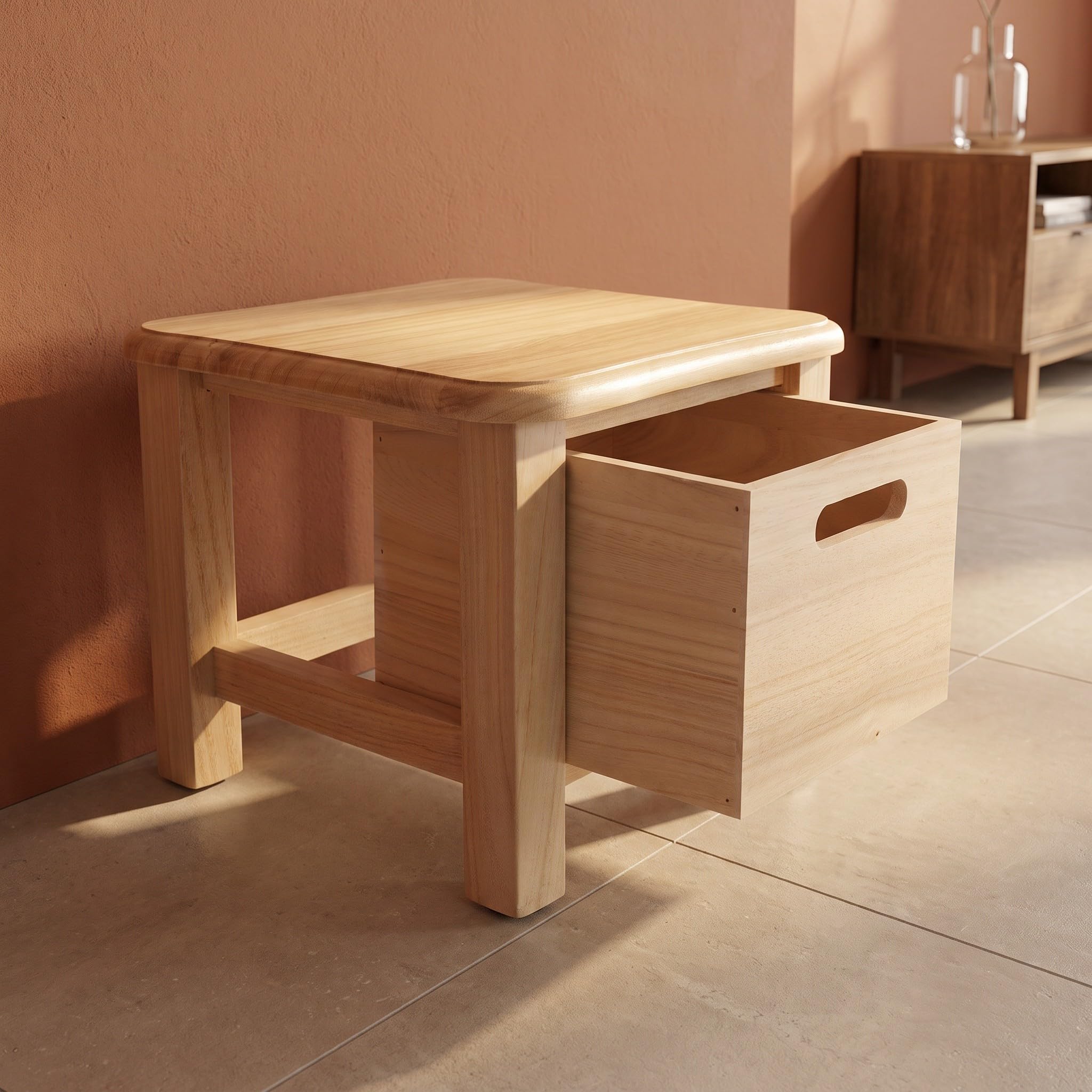 Kisangel Taburete de Madera con Almacenamiento, 2 en 1: Asiento y