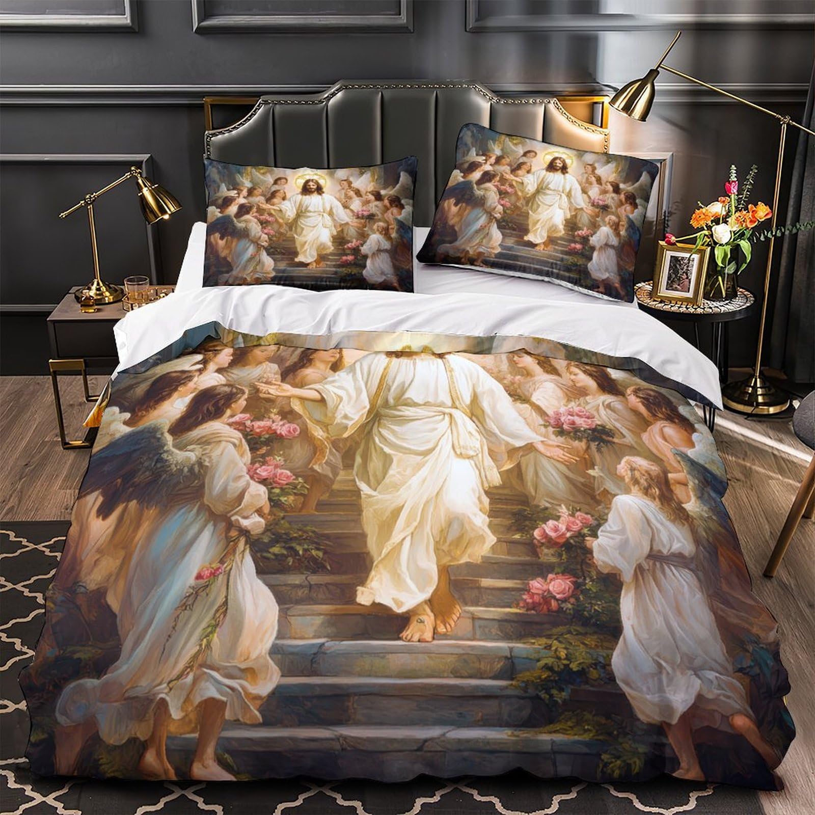 Housse de couette Jésus-Christ hypoallergique pour lit enfant et ado 135x200 cm