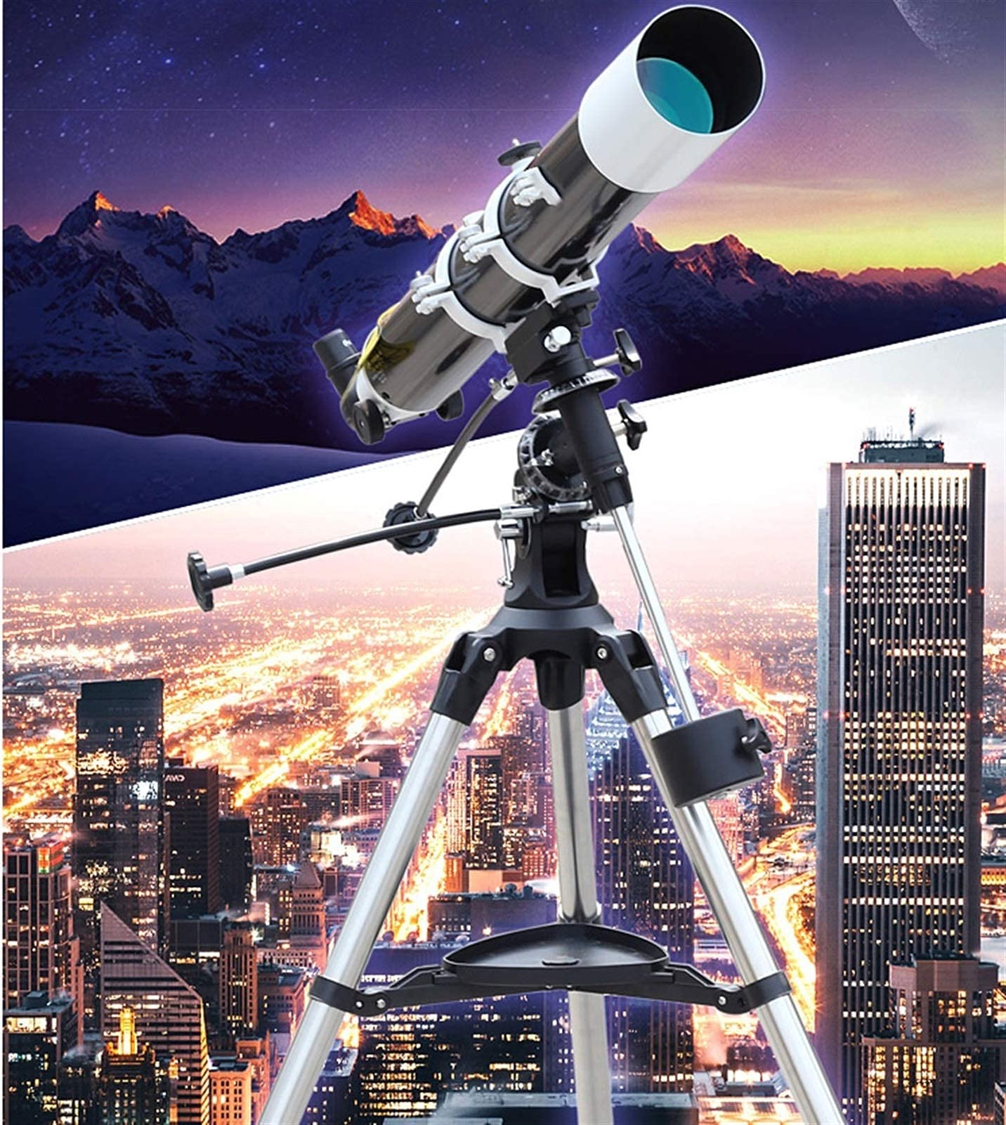 Telescopio rifrattore con treppiede per bambini e principianti di astronomia Telescopio portatile con 4 oculari di ingrandimento vision