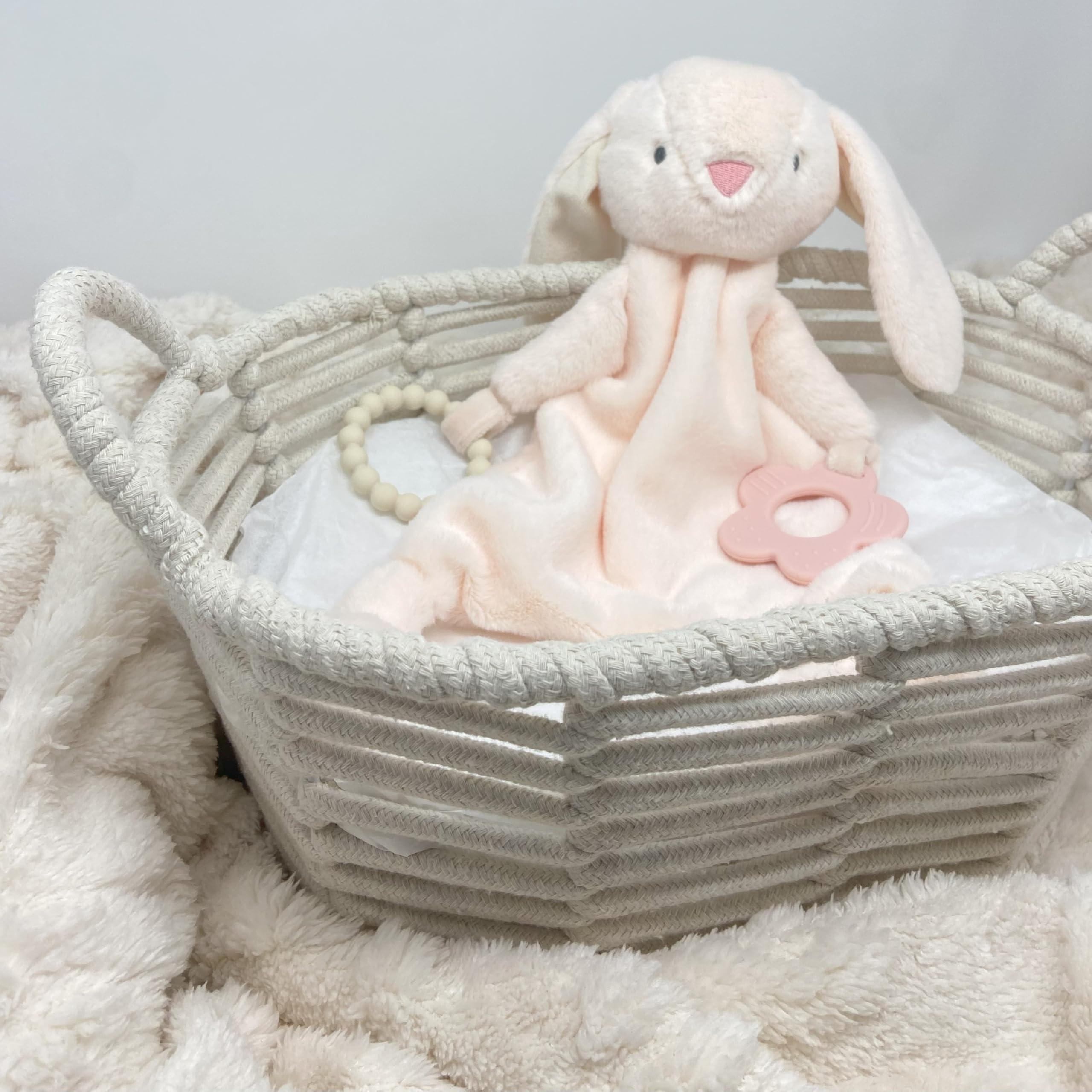 Plush Baby Comforter with Silicone Teethers, Bonnie Bunny Design, Polyester