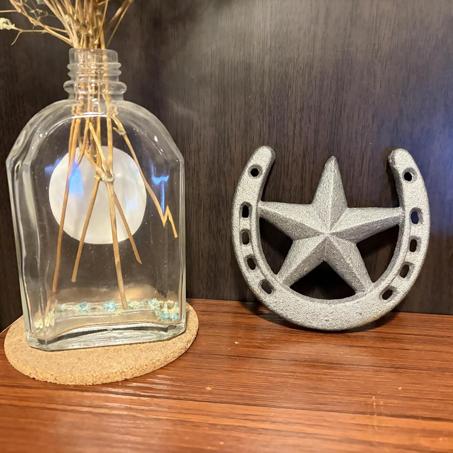 12 Pcs Horse Shoes with Star for Decorations, Durable Cast Iron Lucky Horseshoes Wall Décor for Indoor, Outdoor, Wedding, Birthday, Western Cowboy Party Favors Decor