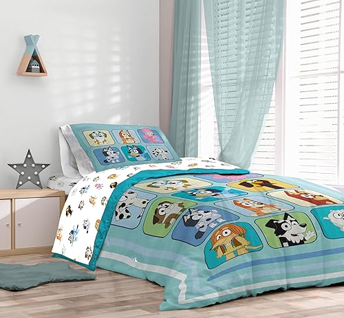 Miniatura 6 de Bluey & Friends - Juego de edredón tamaño matrimonial, ropa de cama infantil de 7 piezas, incluye edredón, sábanas y funda de almohada, juego de