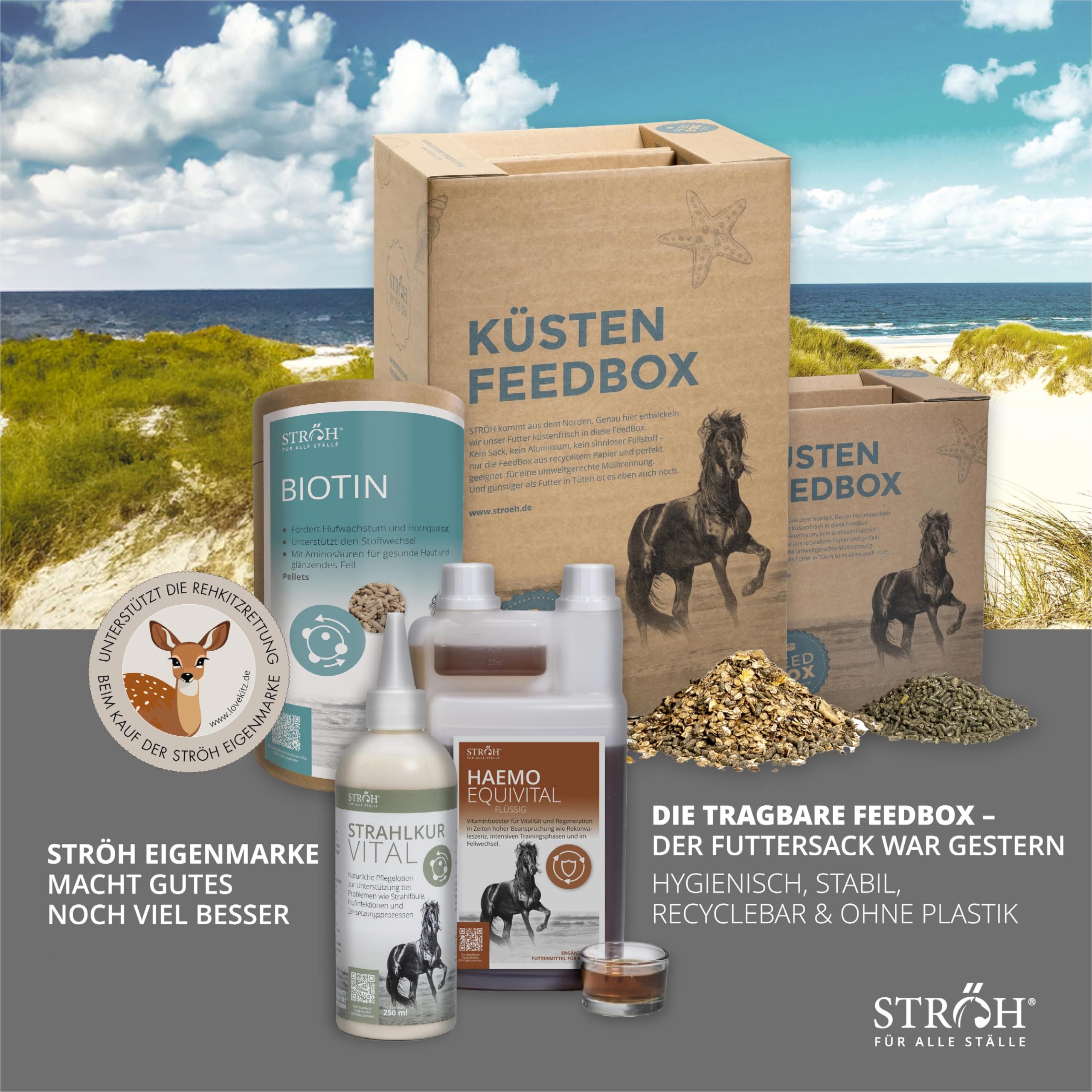 STRÖH Horse Mash Pferd - 30 kg Feedbox - Ergänzungsfutter für Pferde