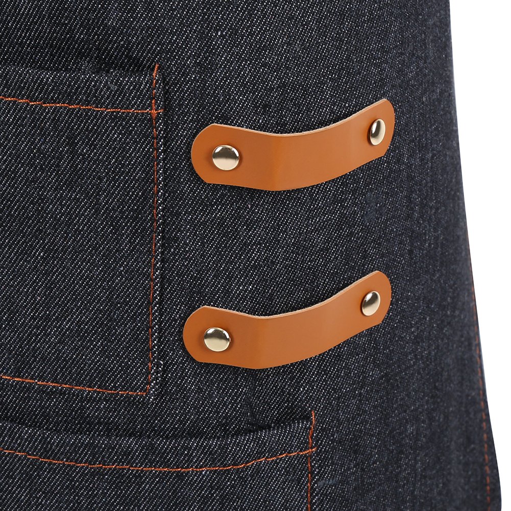 Tablier De Travail Jean Tablier De Chef Réglable Avec Sangles Croisées En Cuir Multi-poche Pour Femmes Hommes Artisans Peintre Artisanat Travailler(#C)
