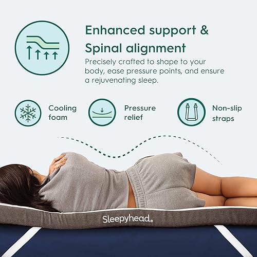 Miniatura 4 de Sleepyhead Cubrecolchón de gel premium de 2 pulgadas Twin XL, de espuma viscoelástica de gel para camas universitarias, refrescante, alivio de