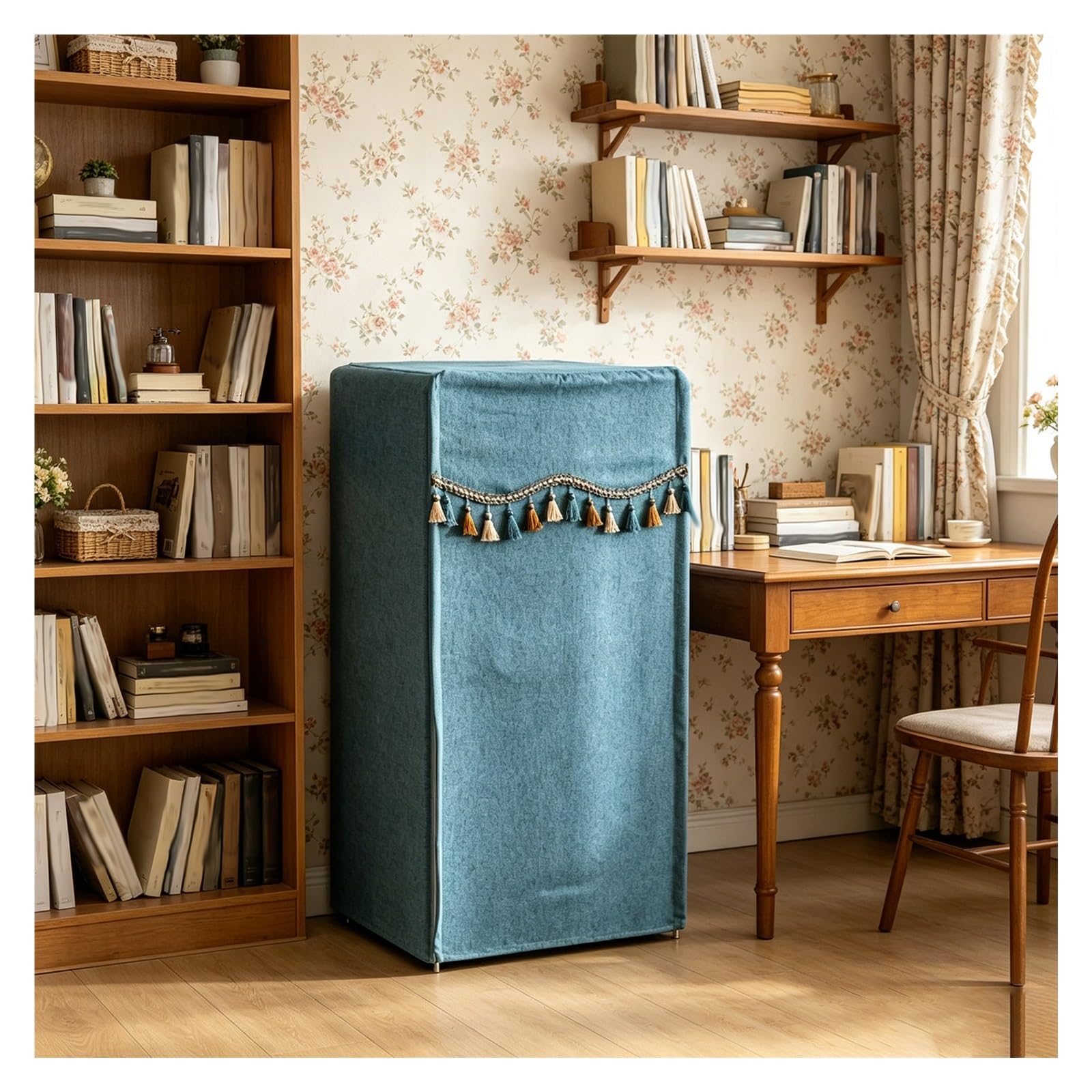 CHZDPP Safe Covers Disguise with Double Zip, Customisable Safe Box Dust Covers for Fridge/Bedside Table, Full-Coverage Wine Refrigerator Cover with Tassel(Indigo,24x18x39in/60x45x100 cm)