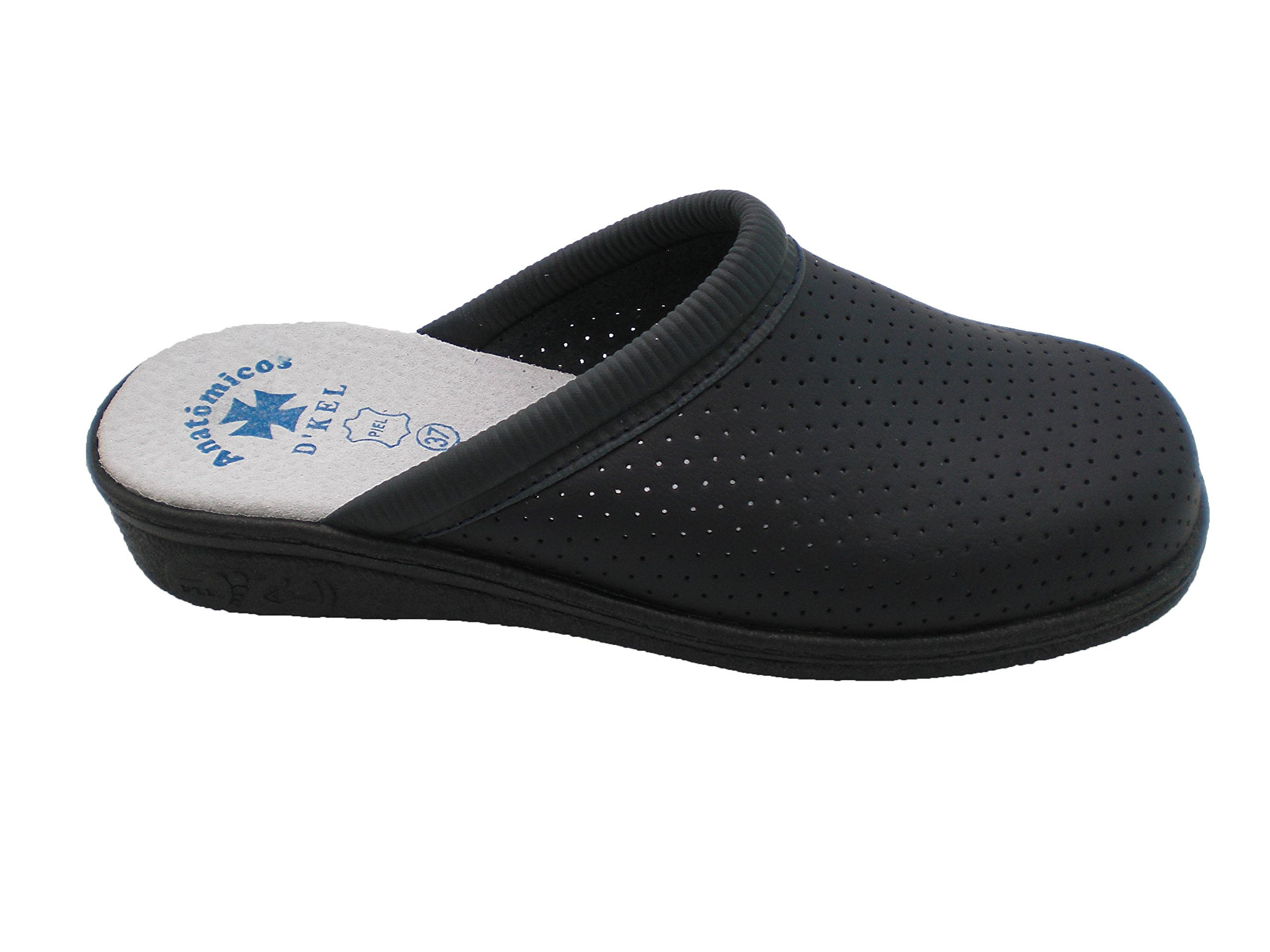 Zuecos Sanitarios Anatomicos en Piel, Mod.1300. Calzado Made in Spain, Garantia de Calidad. (43, Azul Marino)