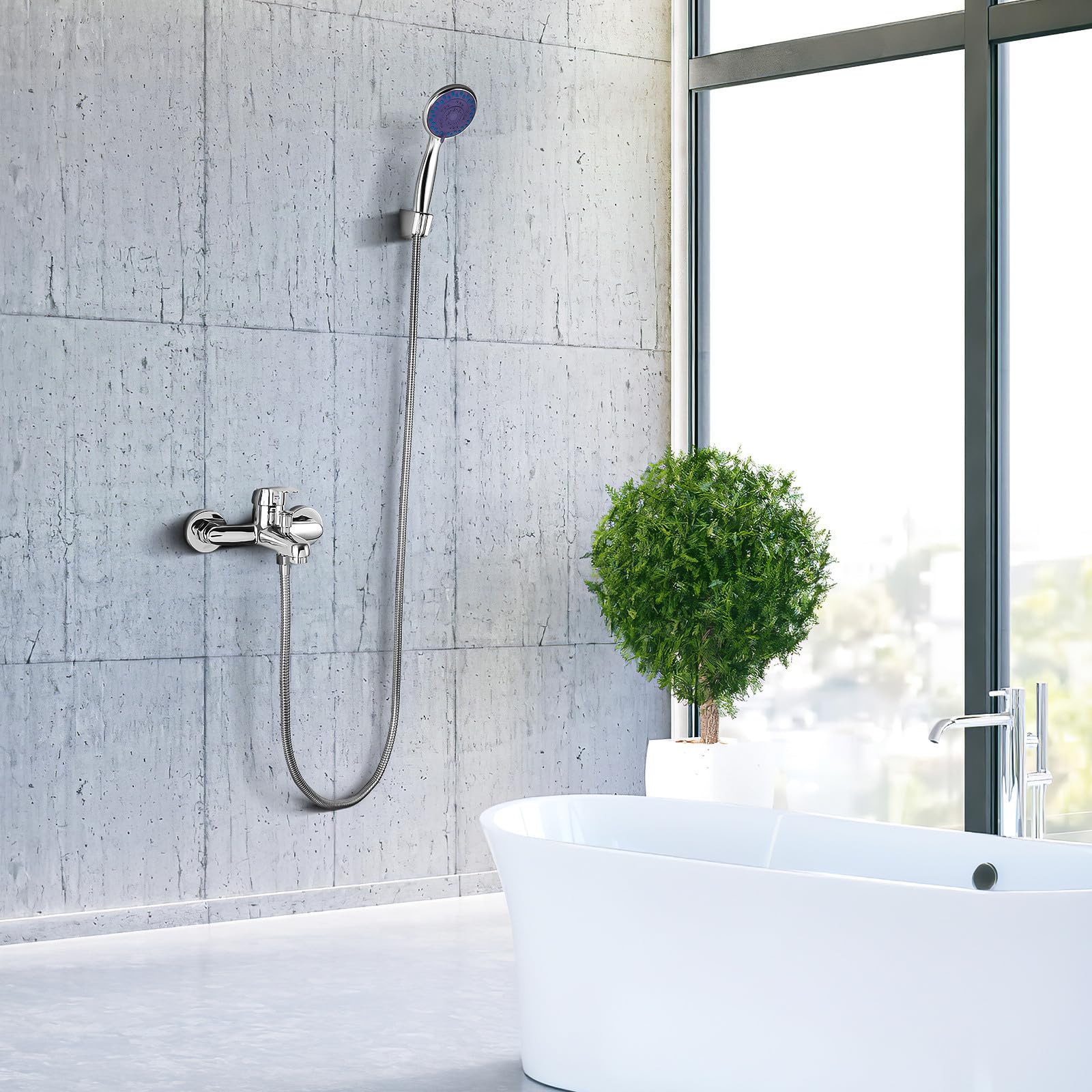 jojofuny Juego de Grifería de Baño con Cabezal de Ducha de Mano y Manguera de Acero Inoxidable, Diseño de Alta Presión y Accesorios de Instalación para Baño y Hotel Color Aleatorio